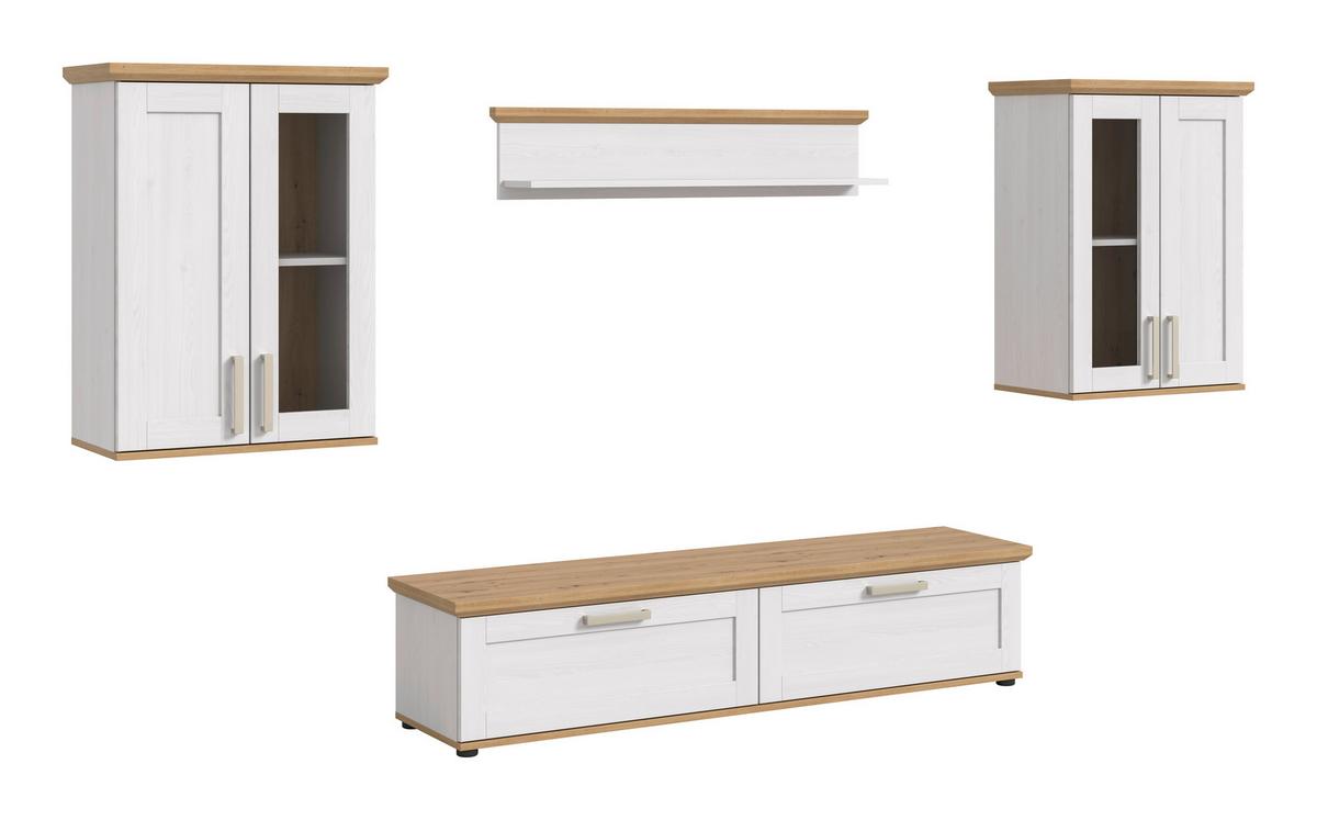 Dnevni Regal Verona, Bela, Barva Macesna, 4-Delni - srebrne barve/črna, Design, umetna masa/leseni material (316/161/40cm) - Livetastic