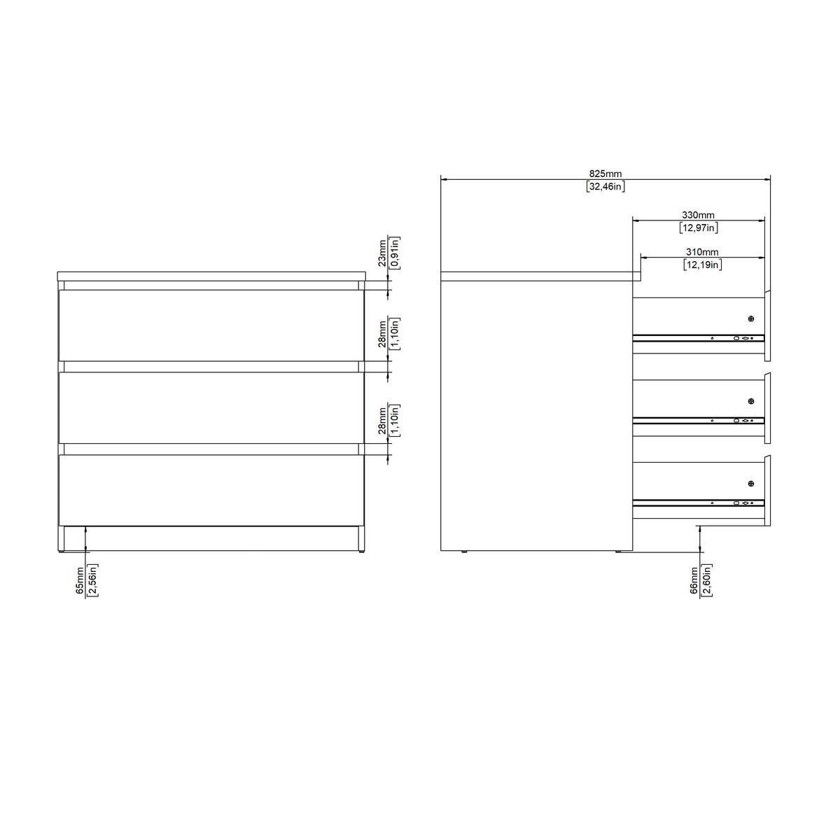KOMODA NAIA - kolor dębowy/kaszmir, Basics, materiał drewnopochodny (77/70,1/50cm) - Boxxx