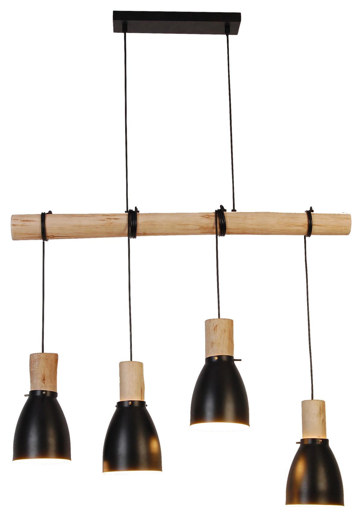 LAMPA WISZĄCA ISCHGL - kolor naturalny/czarny, Trend, metal/drewno (90/15/150cm)
