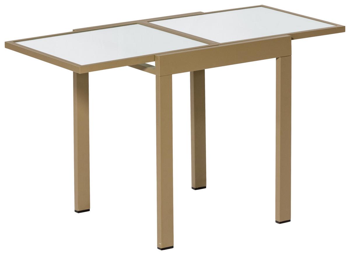 Raztegljiva Vrtna Miza Ambia, Steklo, Aluminij, 65-130x65 - bež, Konvencionalno, kovina/steklo (65/65/75cm) - Gardenson