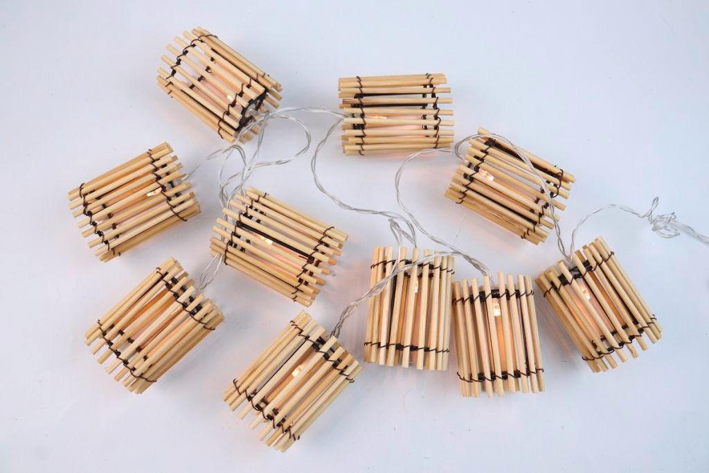 Lichterkette Youna Hellbraun - Hellbraun, Holz/Kunststoff (165cm)