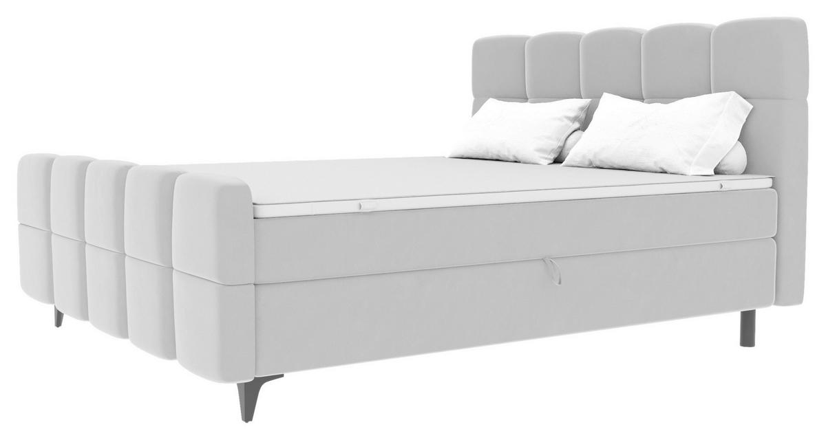 Boxbett Mona Hellgrau ca. 160x200cm - Hellgrau/Schwarz, KONVENTIONELL, Kunststoff/Textil (160/200cm) - Mömax