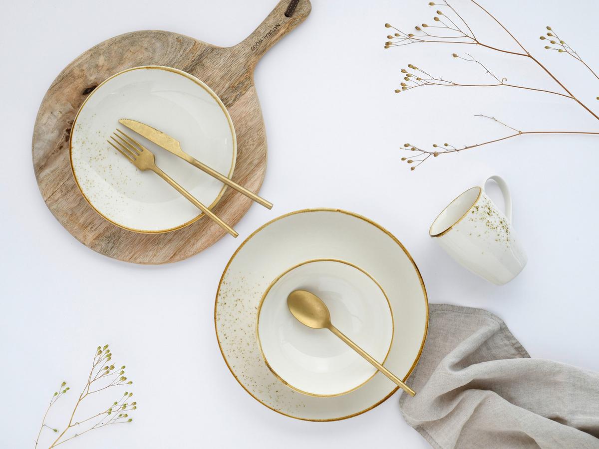 Kombinirani Servis Natural Living, 16-Delni - krem barve/bela, Basics, keramika - Creatable