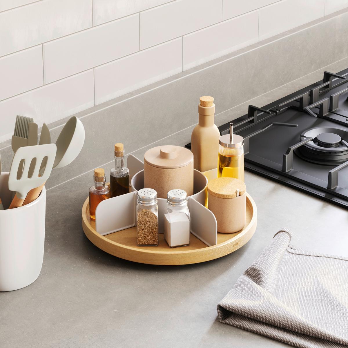 Menage-Set Bellwood Lezy Weiß/Naturfarben - Naturfarben/Weiß, Design, Holz/Kunststoff (30,5/8,9/30,5cm) - Umbra