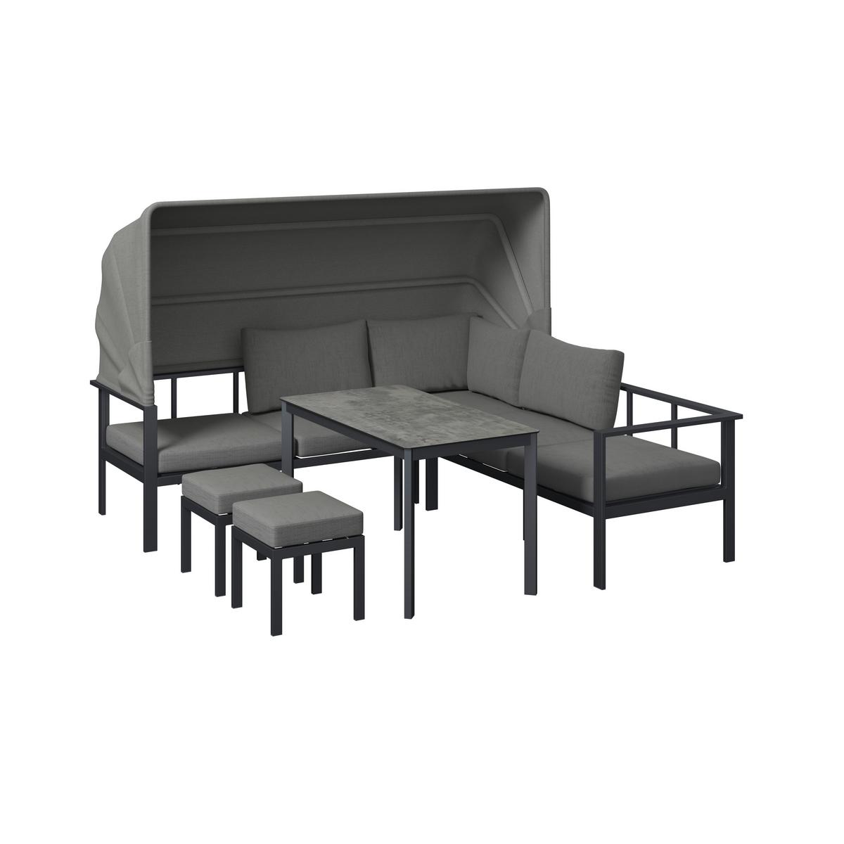 Loungegarnitur Bigi Grau/Beige - Beige/Anthrazit, Basics, Glas/Textil (120/68/65cm)