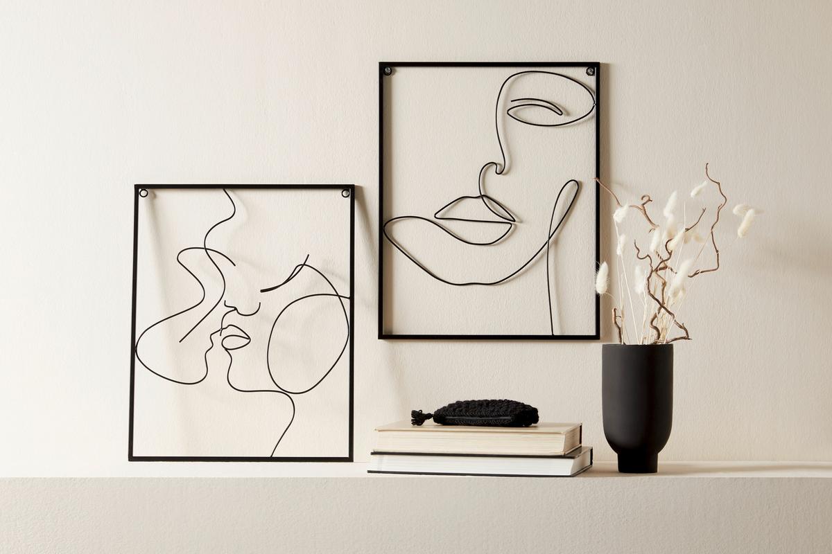 Fali Dekoráció Lady - fekete, Modern, fém (36/45/0,8cm) - Modern Living
