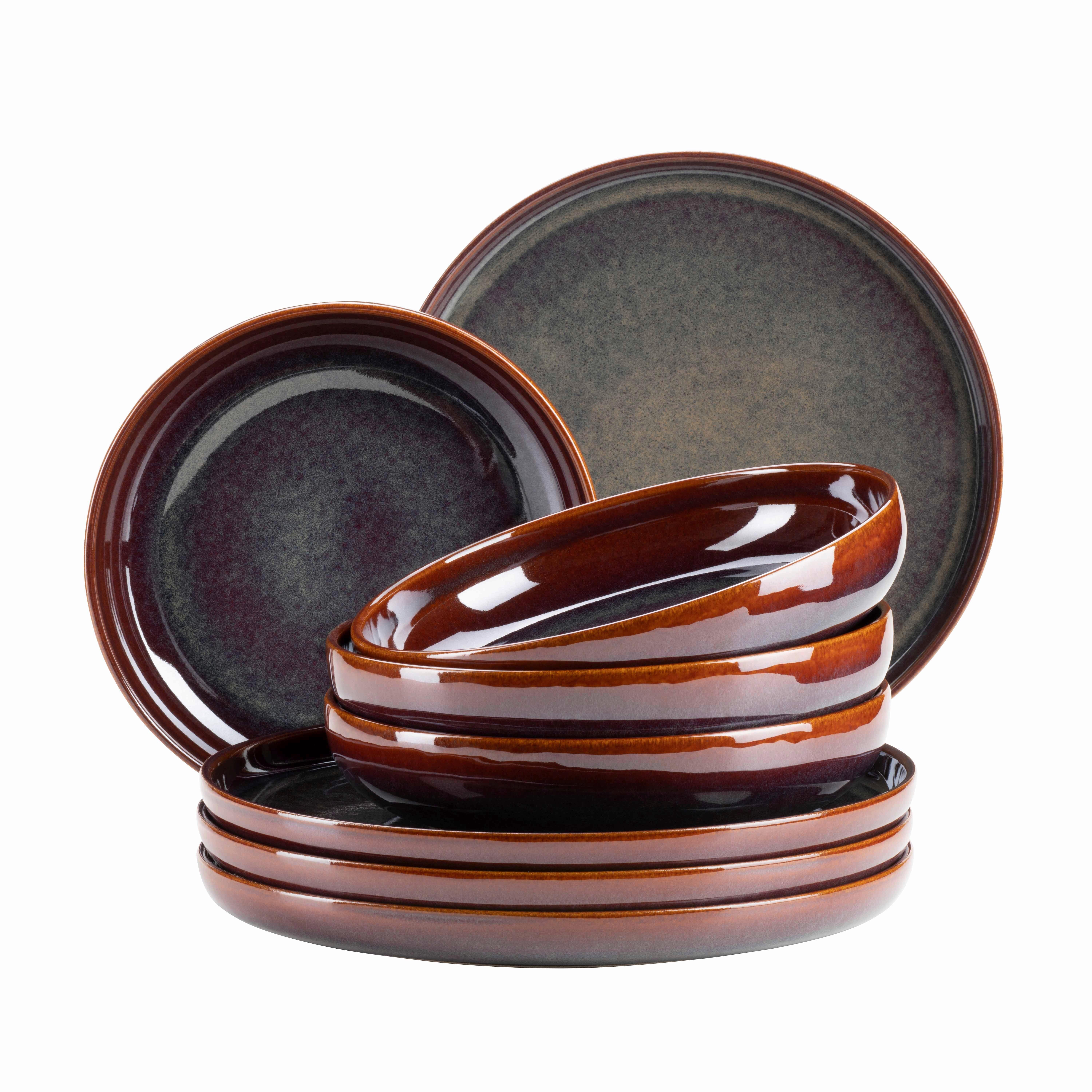 TAFELSERVICE ELINA UNO - Rotbraun, Basics, Keramik - Mäser