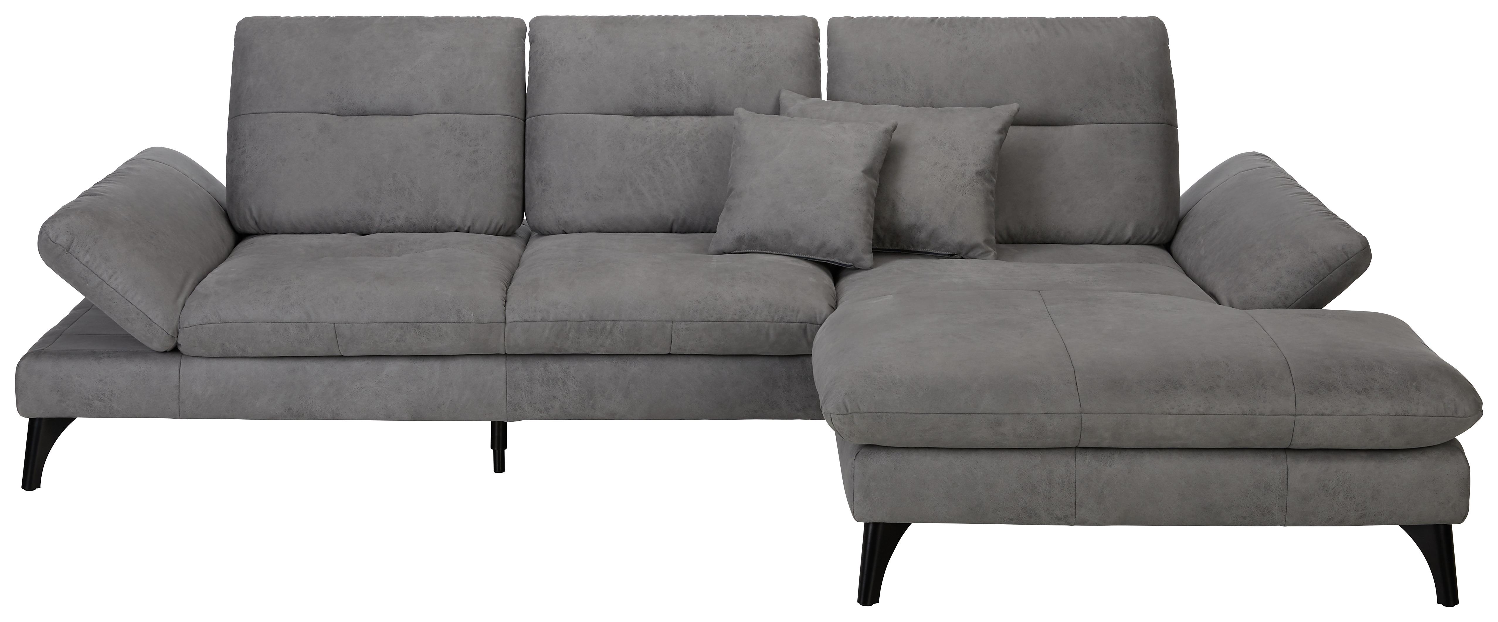 Ecksofa in Grau - Schwarz/Grau, Modern, Holzwerkstoff (284/90/176cm) - Premium Living