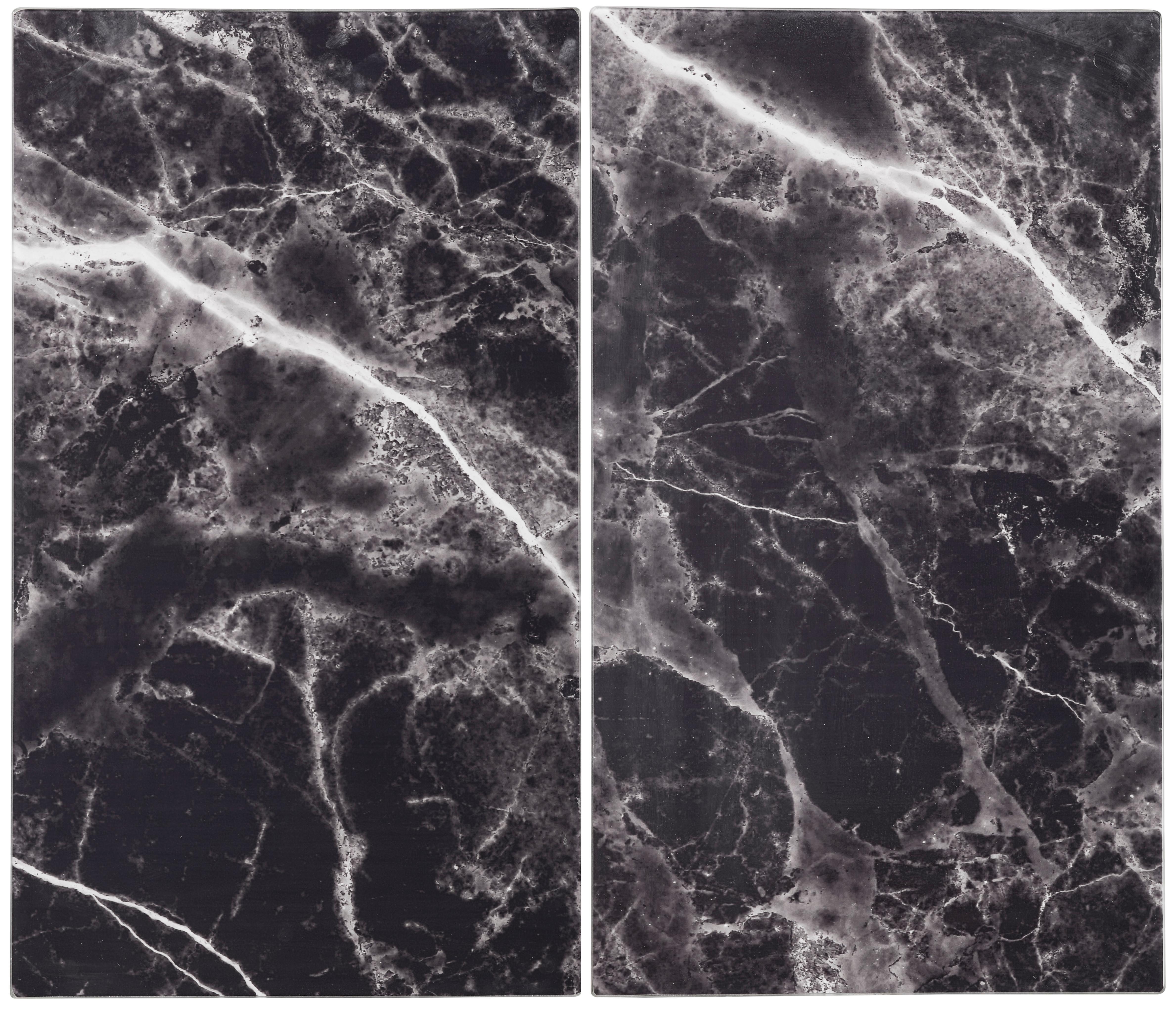 Herdabdeckplatte Marble in Schwarz/Marmor - Schwarz, Modern, Glas (30/52cm) - Premium Living