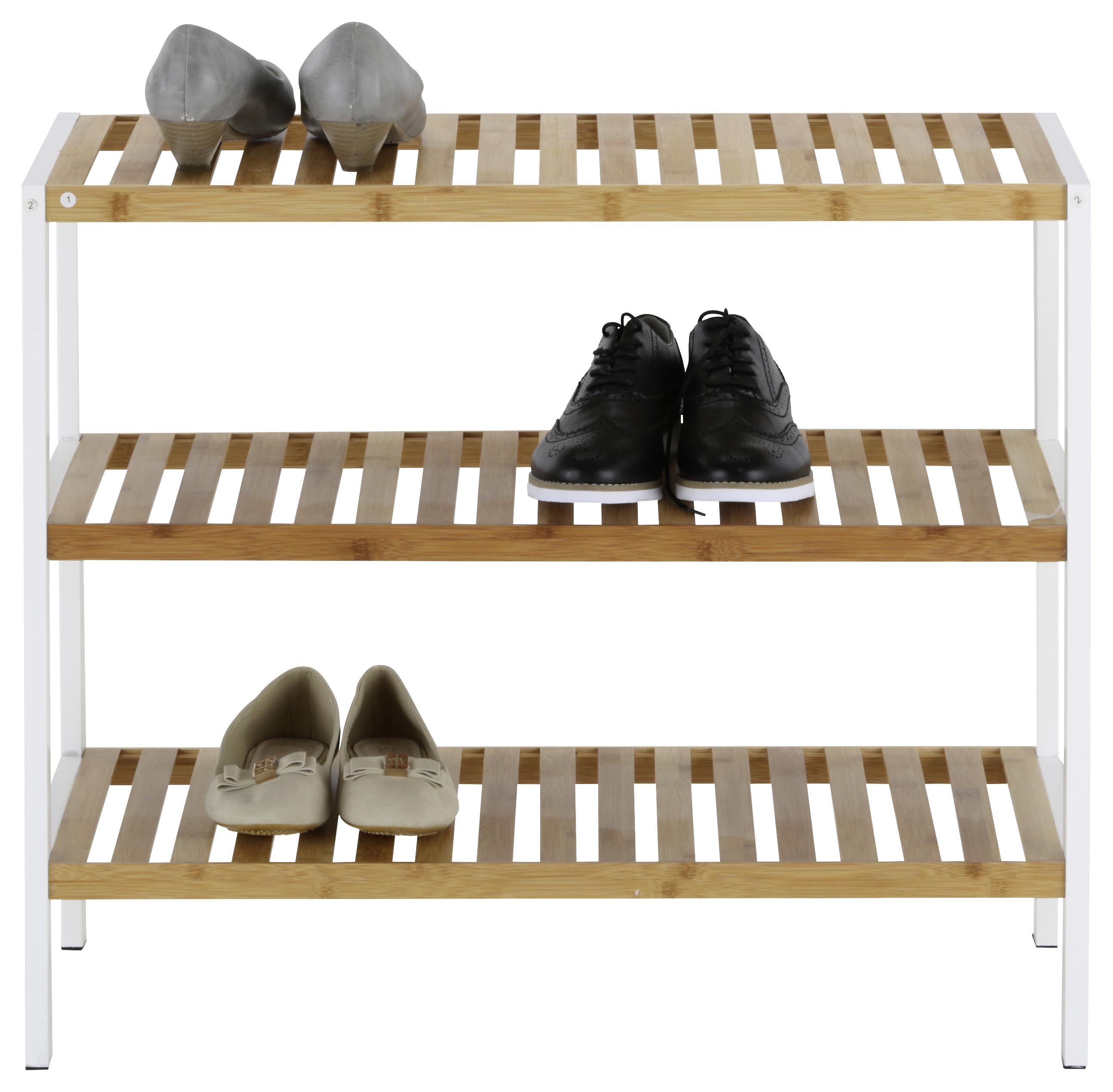 Schuhregal in Weiss/Naturfarben - Weiss/Naturfarben, Modern, Holz/Holzwerkstoff (70/59/30cm) - Mömax