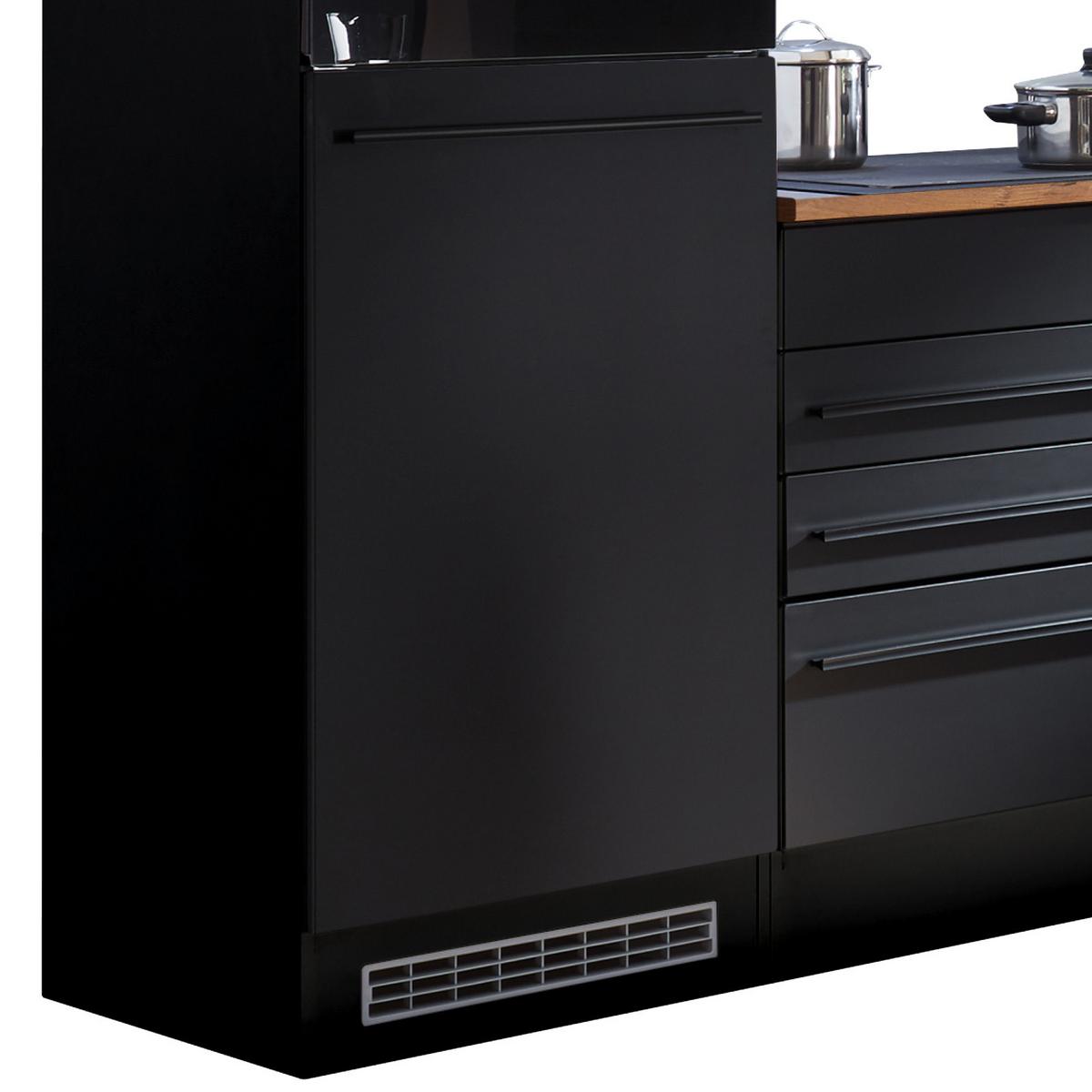 Küchenblock Jazz mit Geräten ca. 260 cm Schwarz - Eichefarben/Schwarz, LIFESTYLE, Holzwerkstoff/Kunststoff (260cm) - P & B