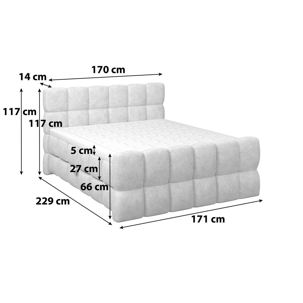 Boxspring Krevet Brisbane - crna/krem, Trend, drvni materijal/drvo (160/200cm) - Premium Living