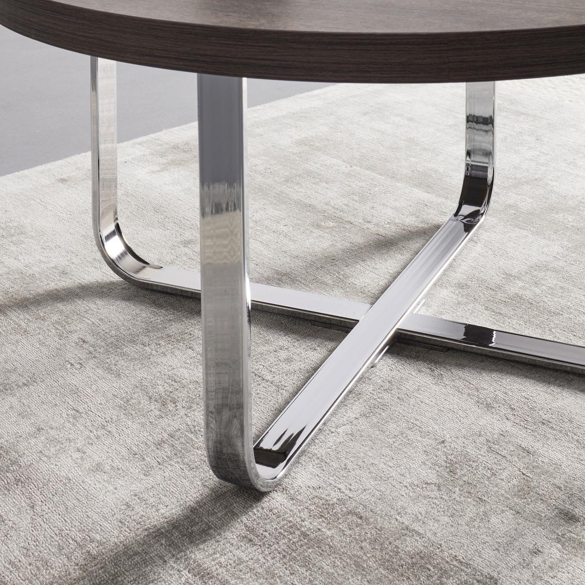 Couchtisch Carl Eichefarben MDF Rund - Chromfarben/Eichefarben, MODERN, Holz/Metall (80/80/42cm) - Bessagi Home