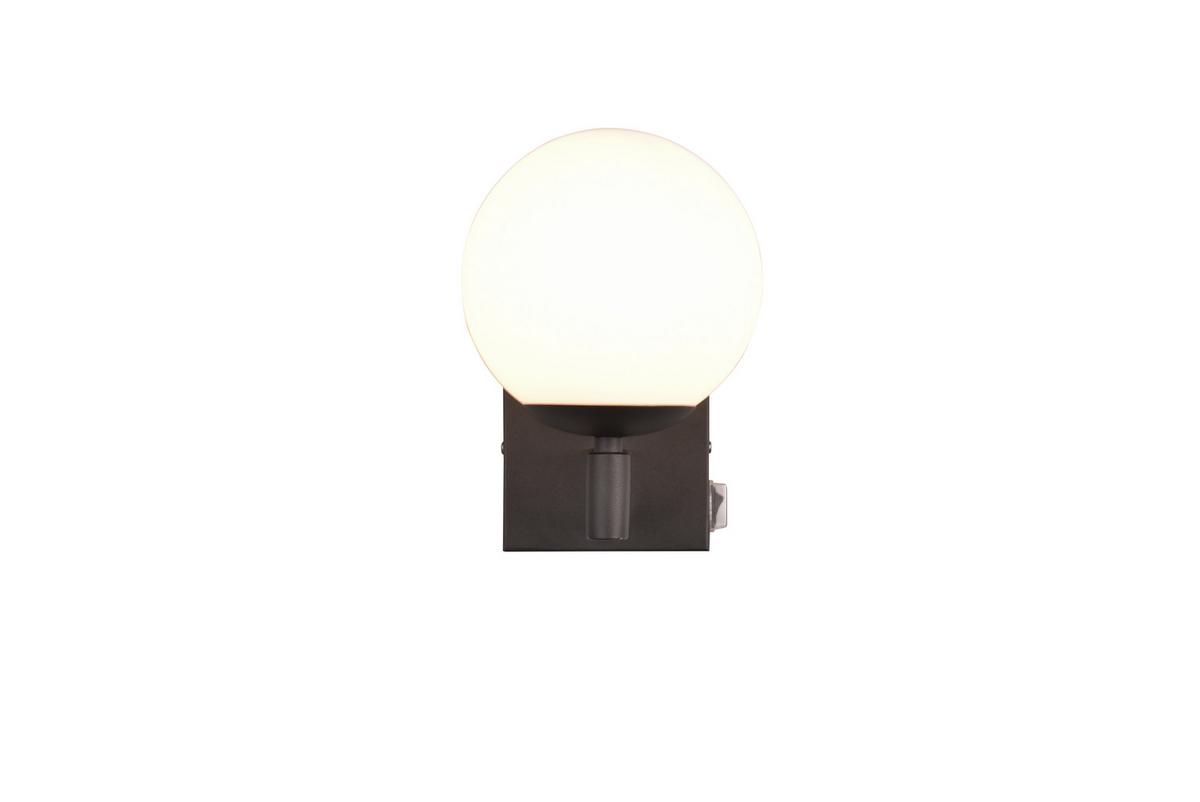 Wandleuchte Kula Schwarz max. 10 Watt - Schwarz/Weiß, MODERN, Glas/Metall (14/20cm) - Trio Leuchten