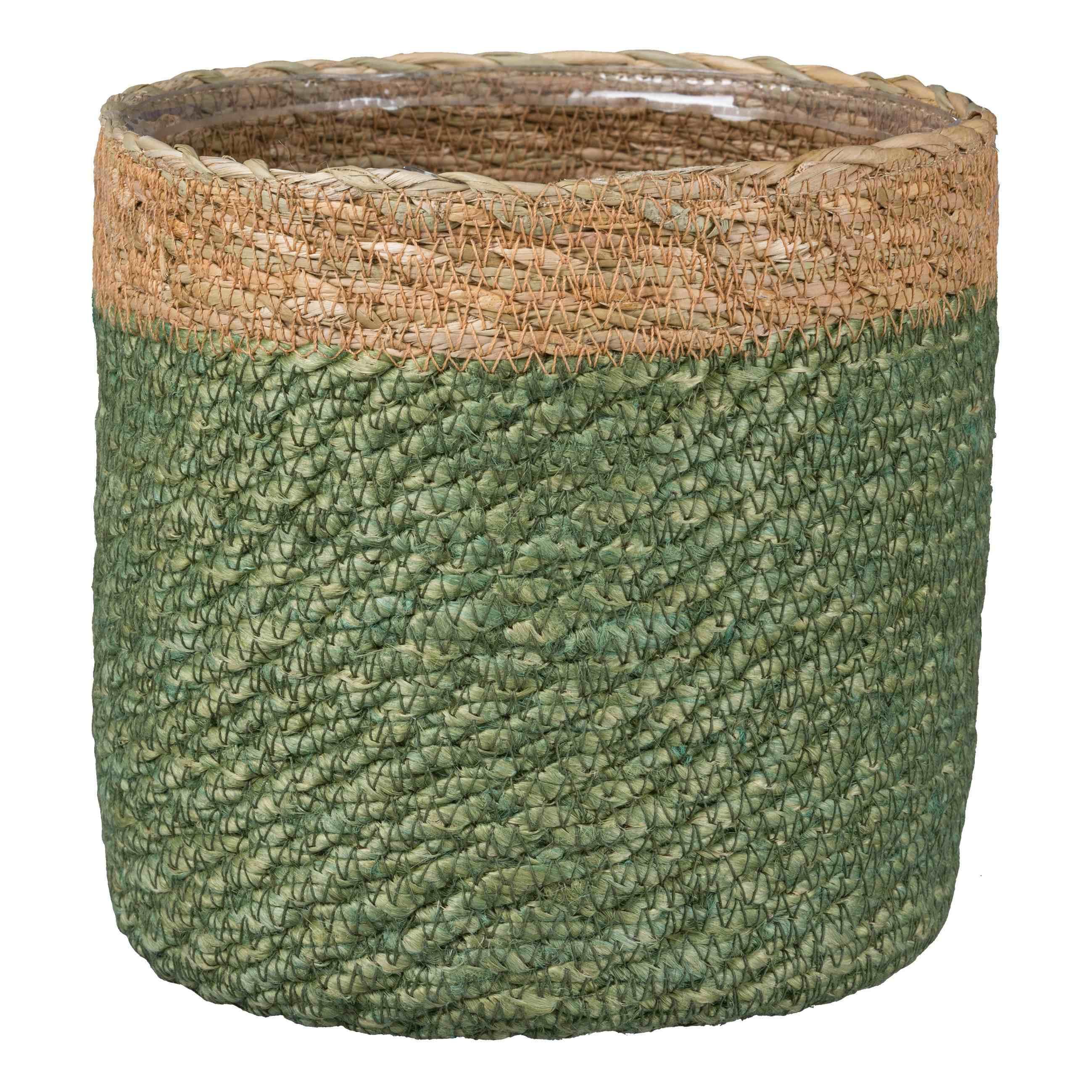 Mască pentru ghiveci KALKUTTA I - verde salvie, Konventionell, materiale naturale (16/16cm) - Modern Living