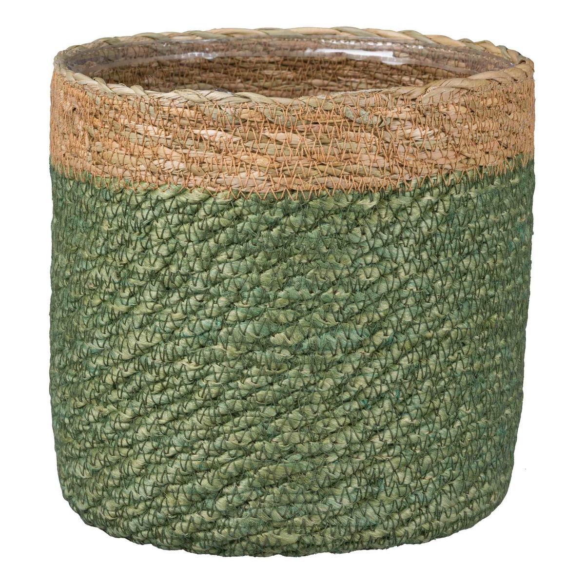 Mască pentru ghiveci KALKUTTA I - verde salvie, Konventionell, materiale naturale (16/16cm) - Modern Living