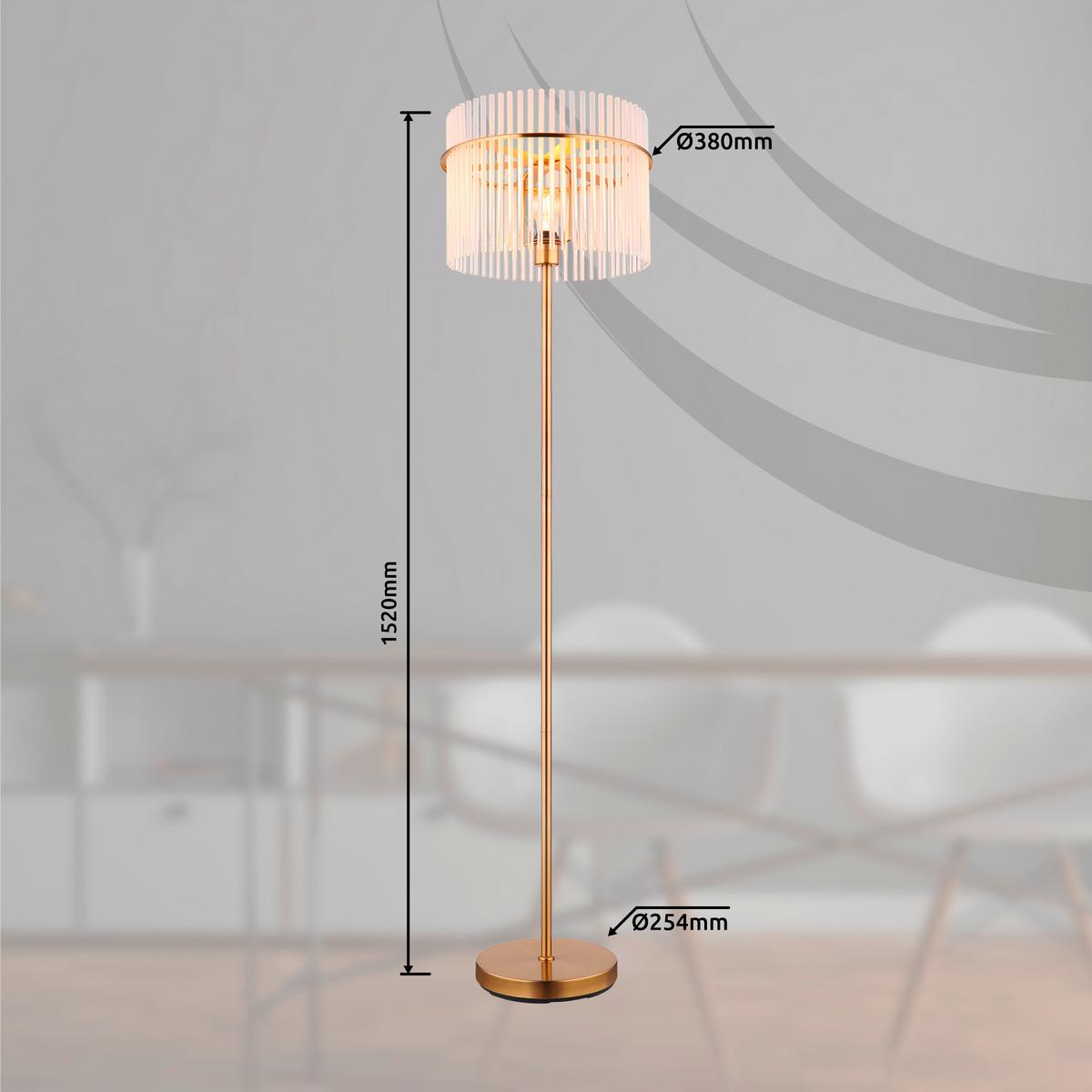 Stoječa Svetilka 15698sm Gorley - zlate barve/opal, Konvencionalno, kovina/steklo (38/152cm) - Globo