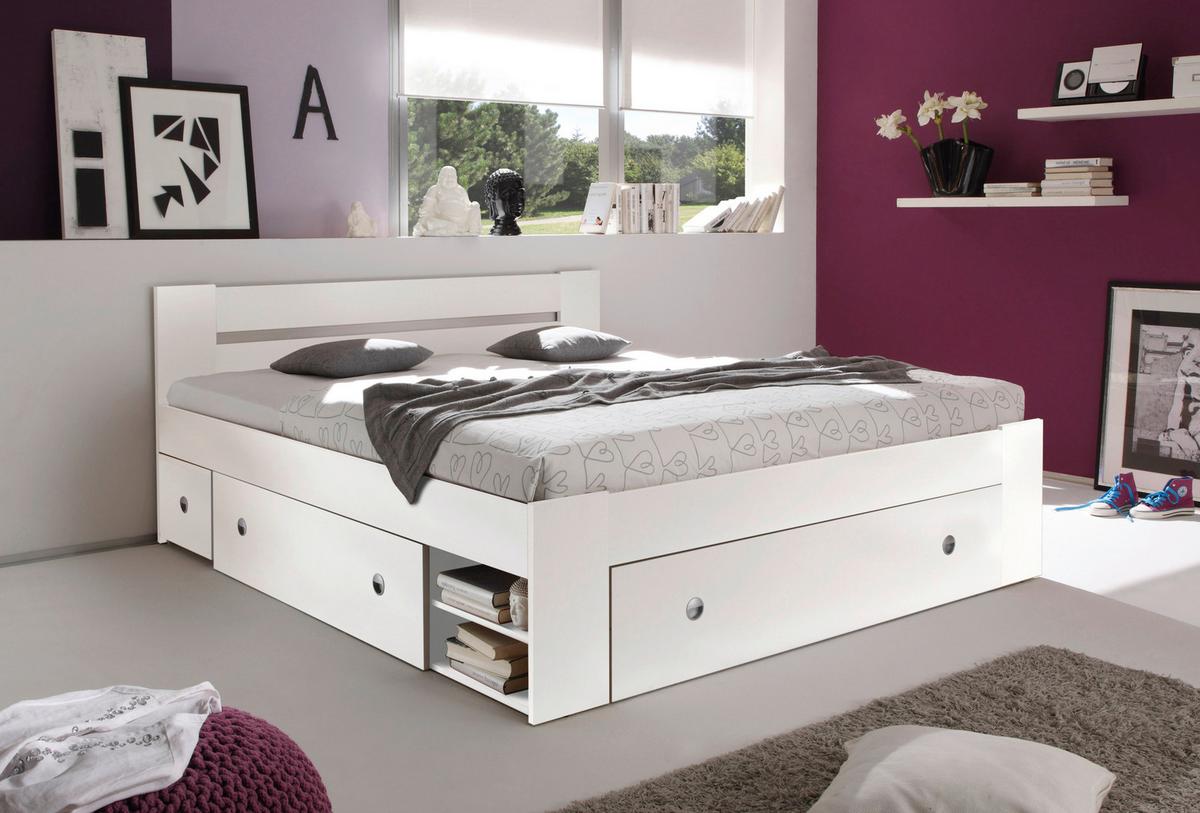 Posteljna Garnitura Stefan, S Predali, 180x200 - bela, Moderno, leseni material (180cm) - MID.YOU