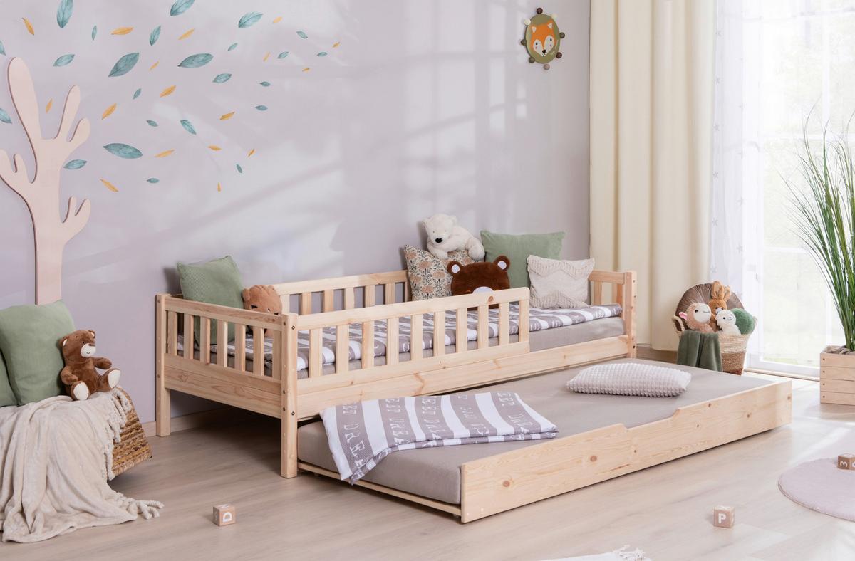 Hausbett Lou m. Zusatzbett ca. 100x200 cm Holz - Naturfarben/Weiß, MODERN, Holz/Textil (100/200cm) - MID.YOU