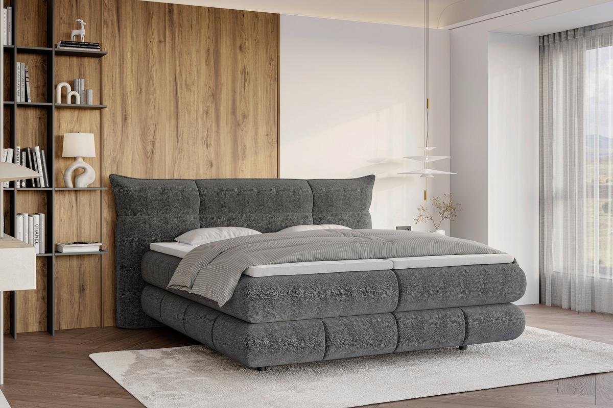 Pat boxpring Auris - grafit, Konventionell, textil (180/200cm) - Premium Living