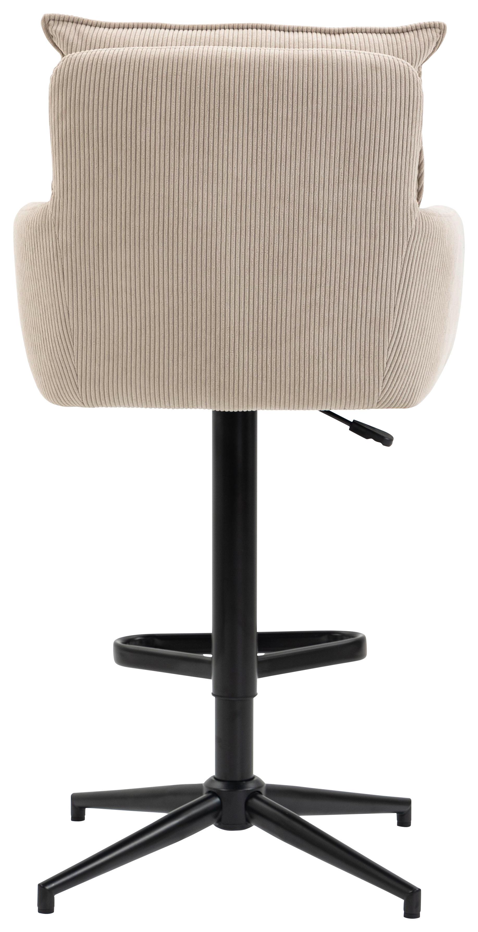 STOŁEK BAROWY POINT - beżowy/kremowy, Design, metal/tkanina (54/98-120/58cm) - Novel