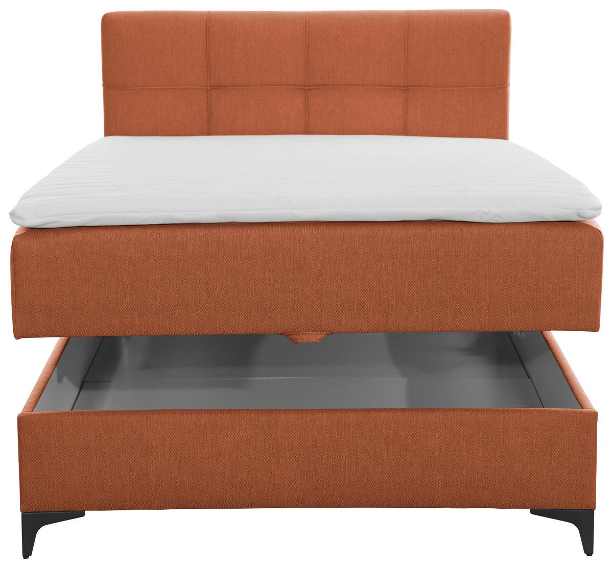 Oblazinjena Postelja Freddie, Opečnato Rjava, 100x200 - opečnato rjava/črna, Konvencionalno, kovina/tekstil (100/200cm) - Mömax