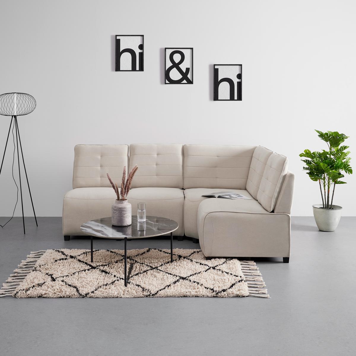 Sarokkanapé Victoire - bézs, Modern, műanyag/textil (215/90/83cm) - Bessagi Home