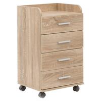 Predalnik Na Kolescih Rollcontainer - srebrne barve/barve hrasta, Konvencionalno, kovina/umetna masa (40/70,5/33cm) - MID.YOU