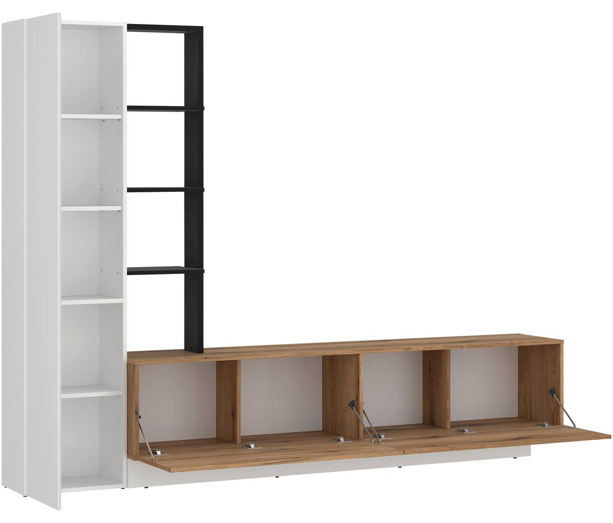 Ansamblu mobilier camera de zi TEVISA - alb/culoare lemn stejar, Modern, material pe bază de lemn (230/180/41,6cm) - Modern Living