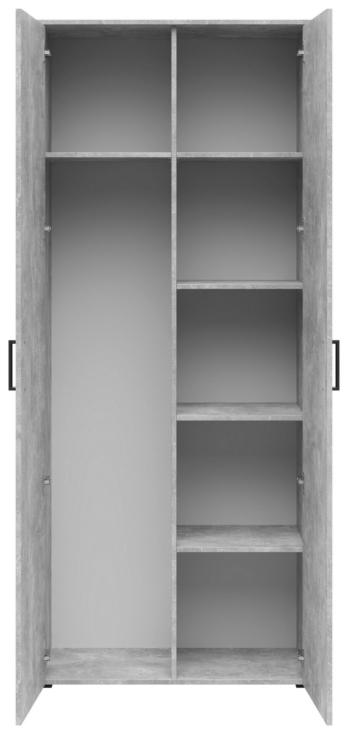 Schrank Multistauraum Betonoptik - Schwarz/Grau, MODERN, Holzwerkstoff/Kunststoff (80/195/40cm) - Mömax