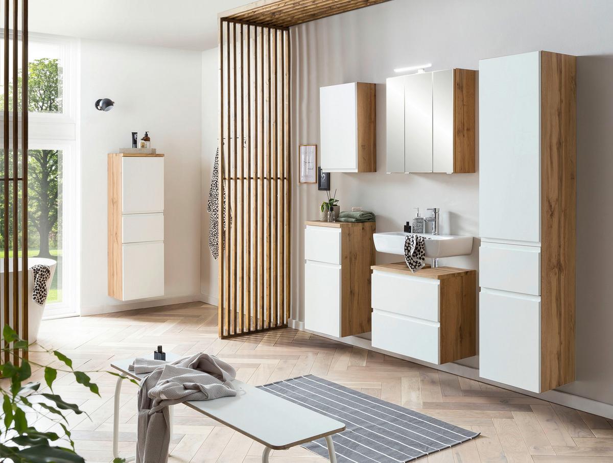 Hängeschrank Varese ca. 40x79 cm Weiß/Eiche - Eiche Wotan/Weiß, MODERN, Holzwerkstoff (40/79/35cm) - Held