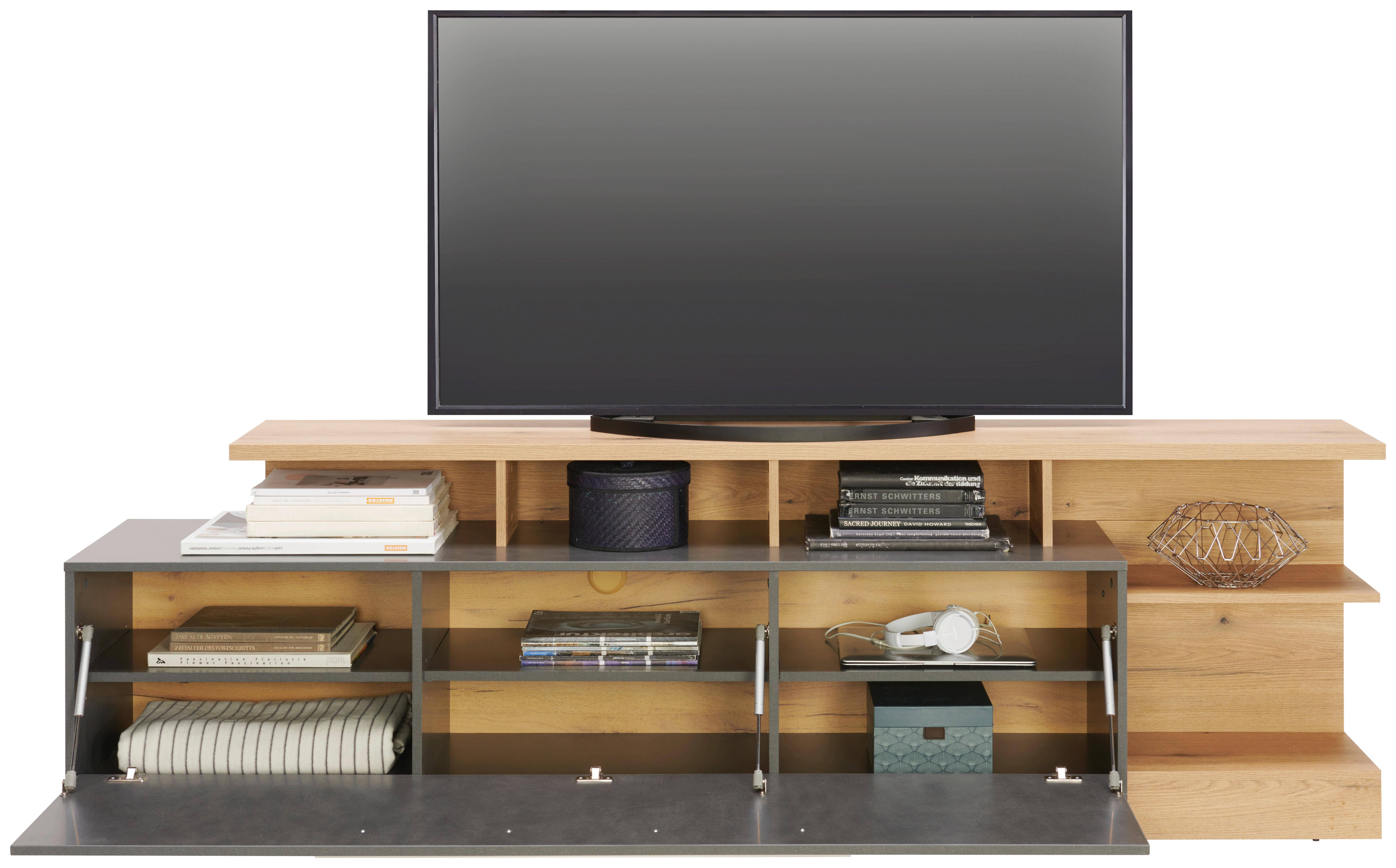 Tv-element Limit, Barva Hrasta, Temno Siva - Moderno, umetna masa/leseni material (220/68,5/40cm) - Mömax