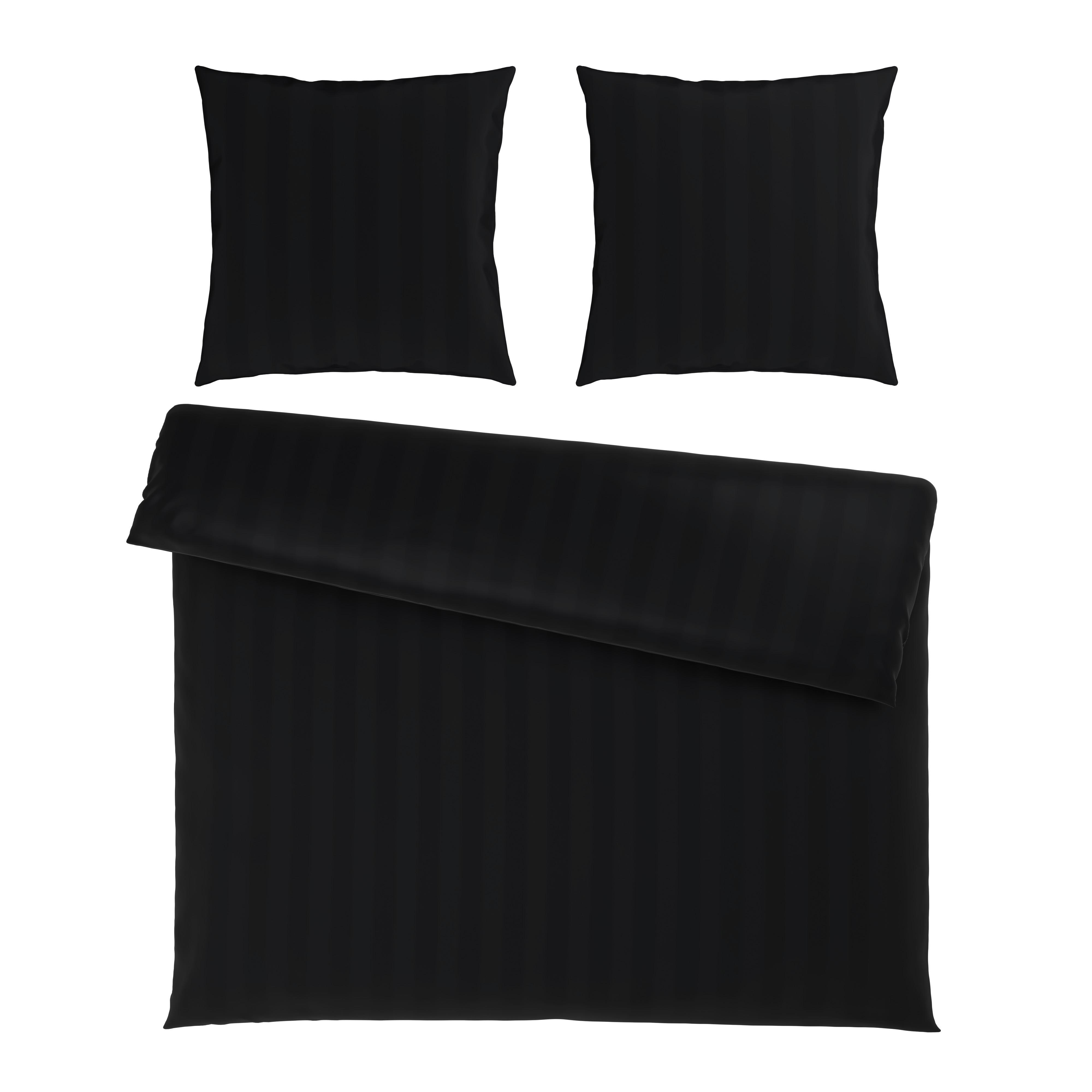 Bettwäsche Xenia Streif XXL Schwarz ca. 200x200cm - Schwarz, MODERN, Textil (200/200cm) - Premium Living