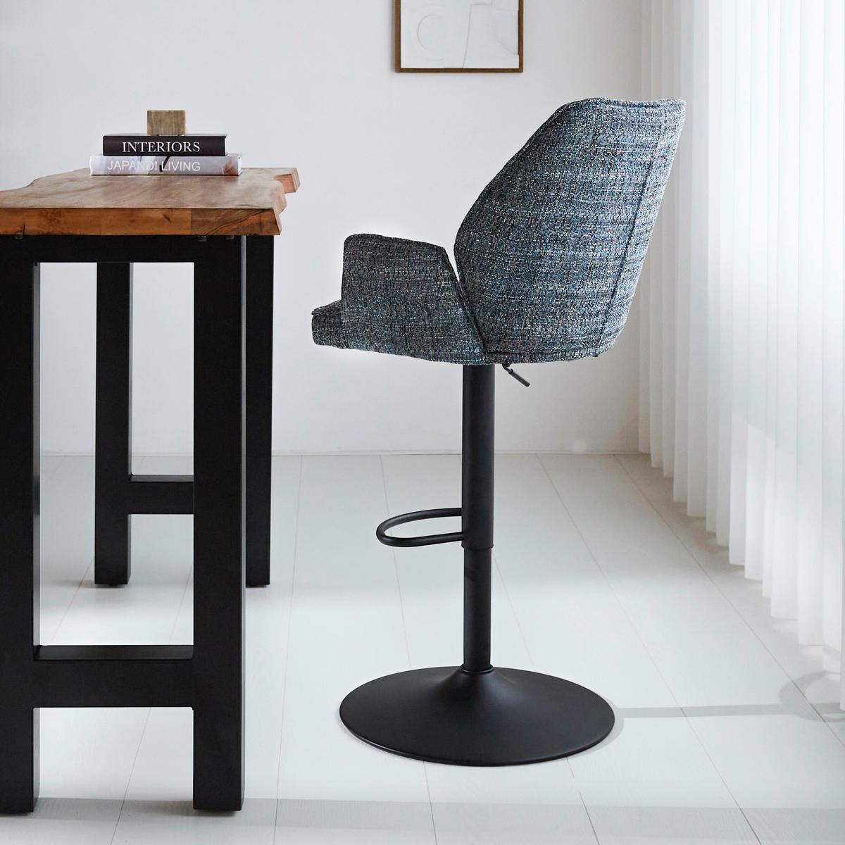 BARHOCKER-SET DONNY - Blau/Schwarz, Design, Textil/Metall (54/100/58cm) - MID.YOU