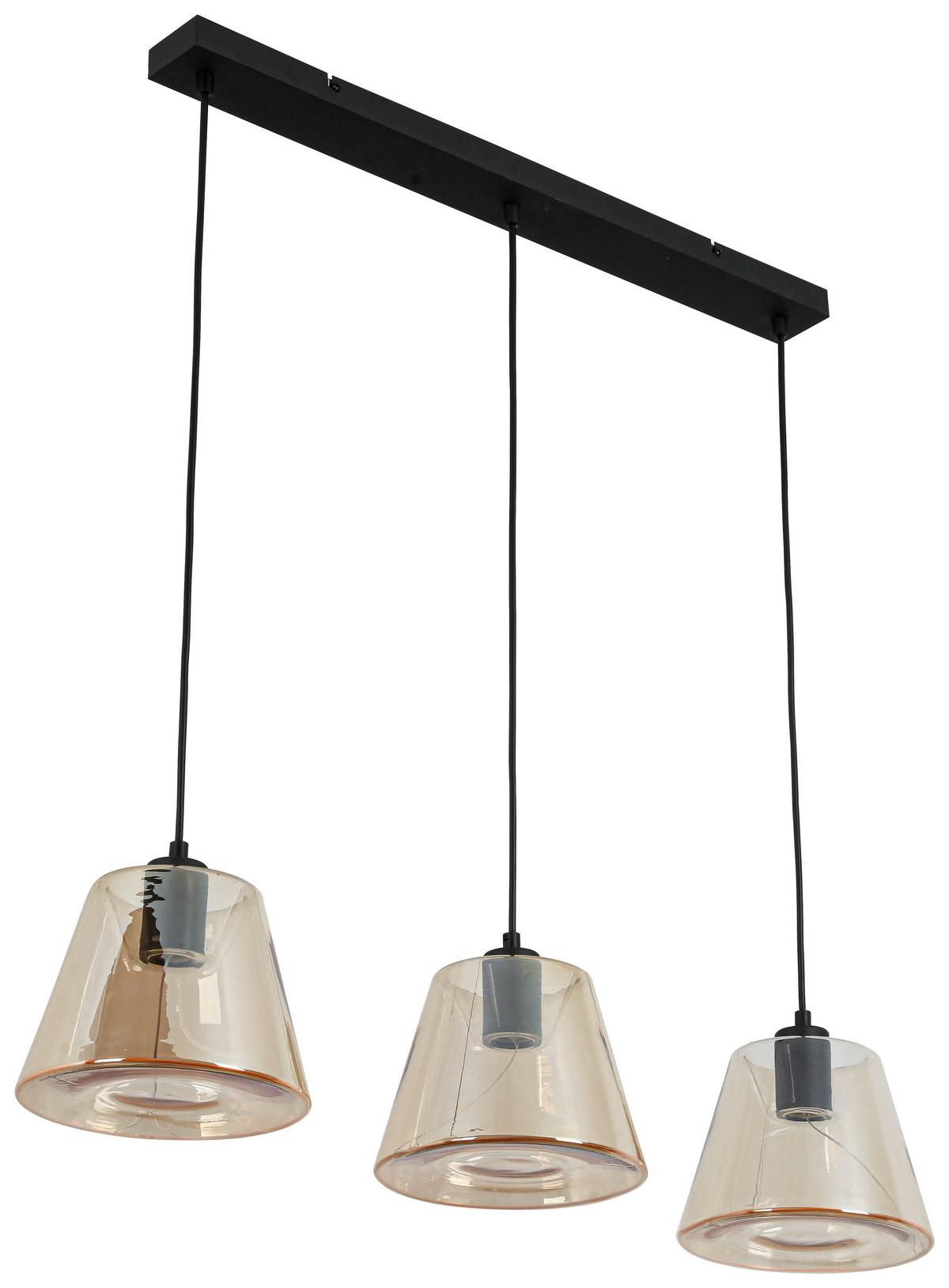 LED Függőlámpa Jom - fekete/borostyánszínű, Modern, műanyag/Üveg (79/19/120cm) - Mömax