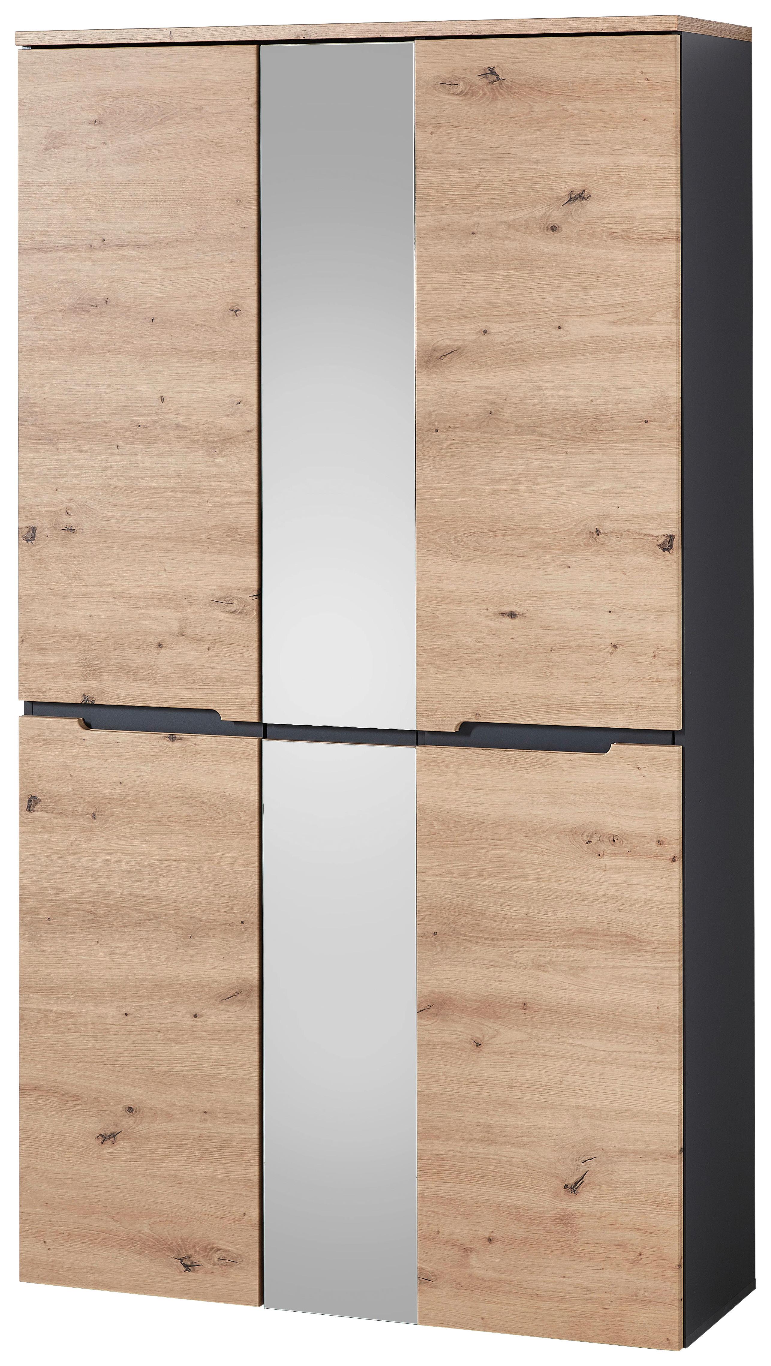 SZAFA DO PRZEDPOKOJU DETROIT - kolor grafitowy/dąb artisan, Design, materiał drewnopochodny/szkło (105/192/38cm) - Voleo