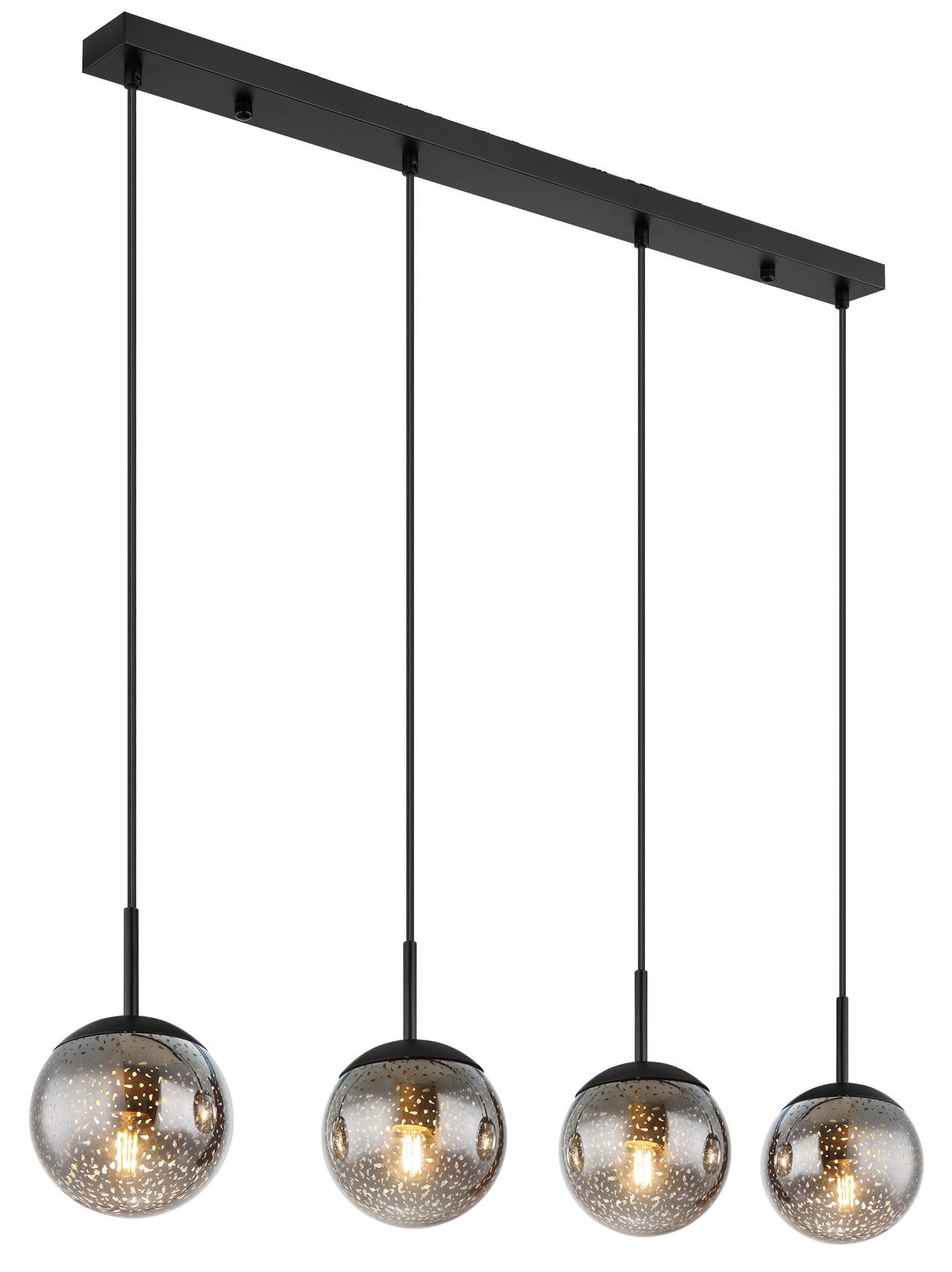 LAMPA WISZĄCA 15881-4H - czarny, Design, metal/szkło (90/15/120cm) - Globo