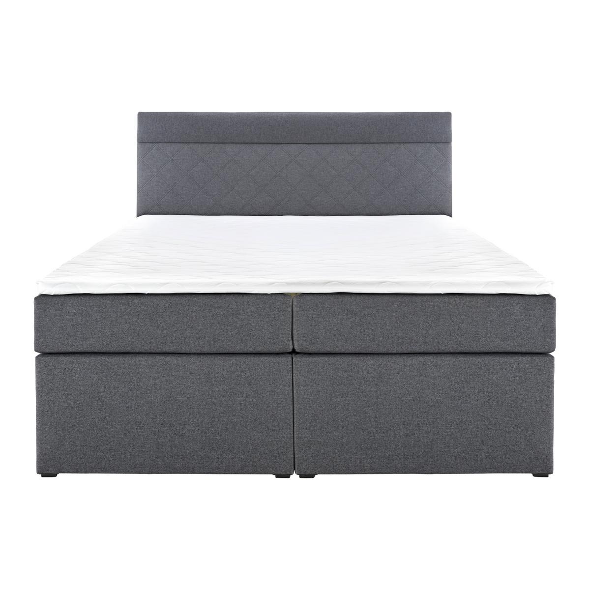 Boxbett Rosa ca. 140x200 cm Dunkelgrau mit Topper - Dunkelgrau/Anthrazit, MODERN, Holz/Holzwerkstoff (140/200cm) - Bessagi Home