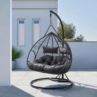 Hängesessel Enea Dunkelgrau Metall/Kunststoff/Outdoorstoff - Dunkelgrau/Schwarz, MODERN, Textil/Metall (133/205/120cm) - Bessagi Garden