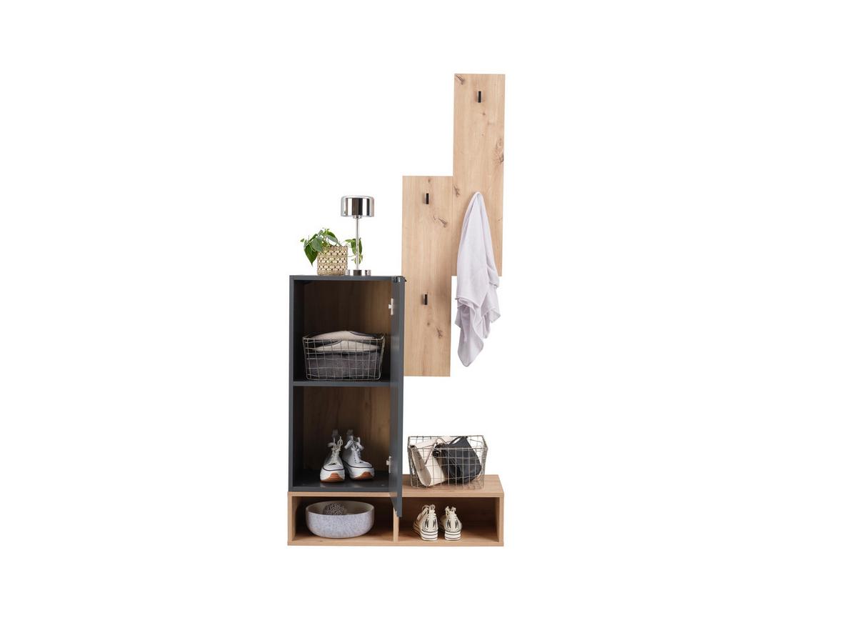 Ansamblu de hol CIAO - stejar Artisan/antracit, Modern, material pe bază de lemn (80/181/37,9cm) - Modern Living