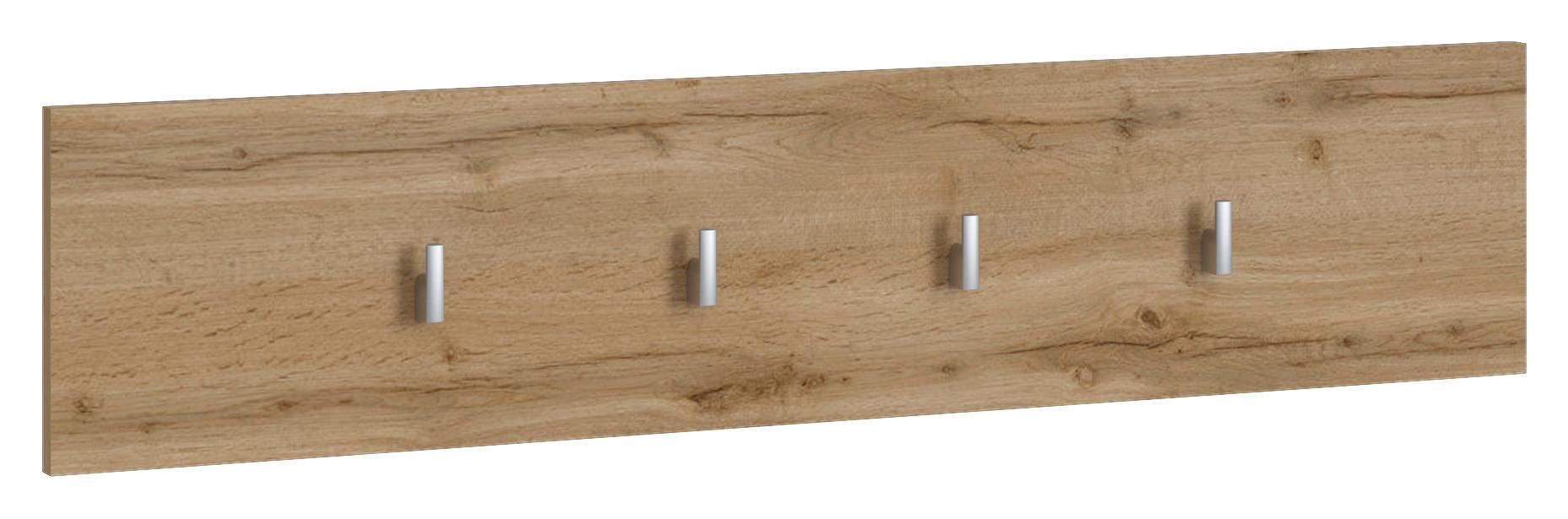 Stenski Obešalnik Hola, Barva Hrasta - hrast wotan, Trend, leseni material (90/19,5/1,6cm)