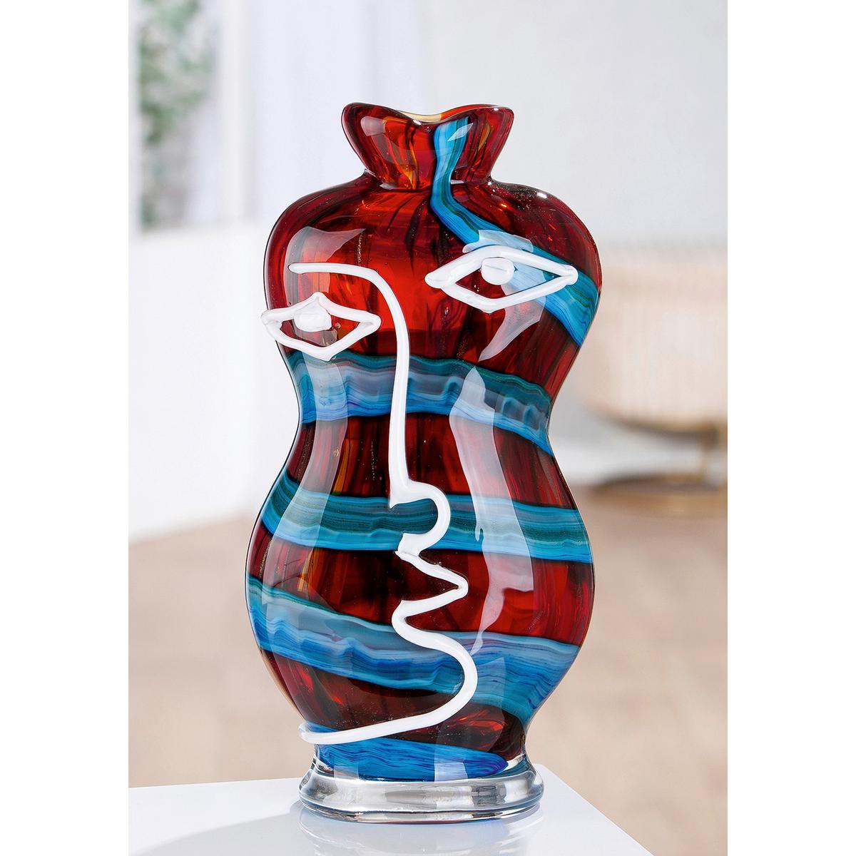Dekovase Franco Blau/Rot/Weiß - Blau/Rot, Basics, Glas (17/34/11cm)