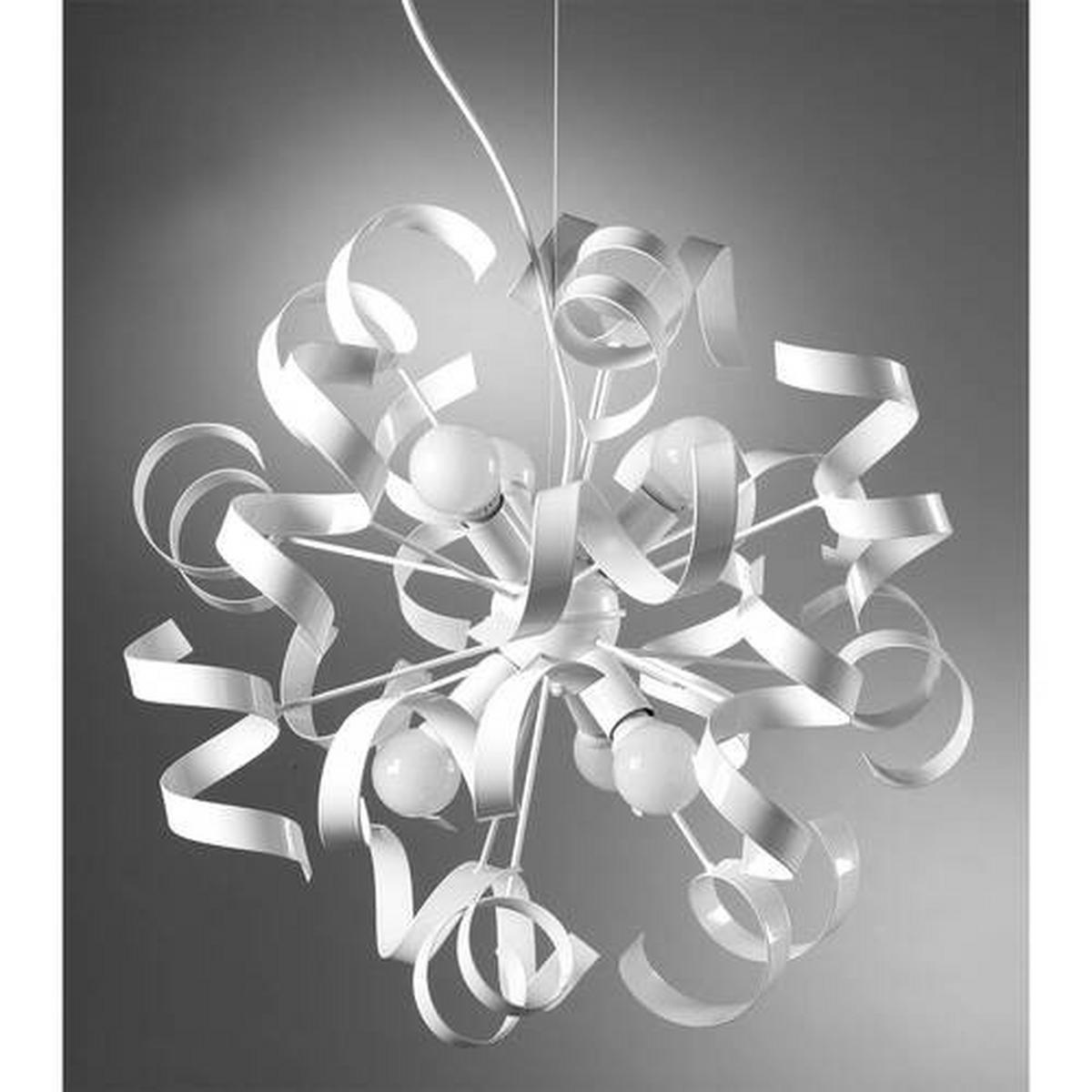 Hängeleuchte Zoe Weiß max. 6 Watt - Weiß, Design, Metall (50/150cm)