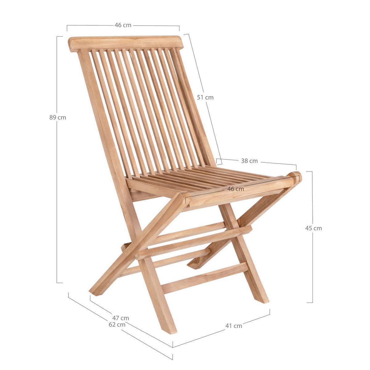 Gartenstuhl-Set Teak klappbar 2er-Set - Teakfarben, MODERN, Holz (46/89/62cm) - Gardenson