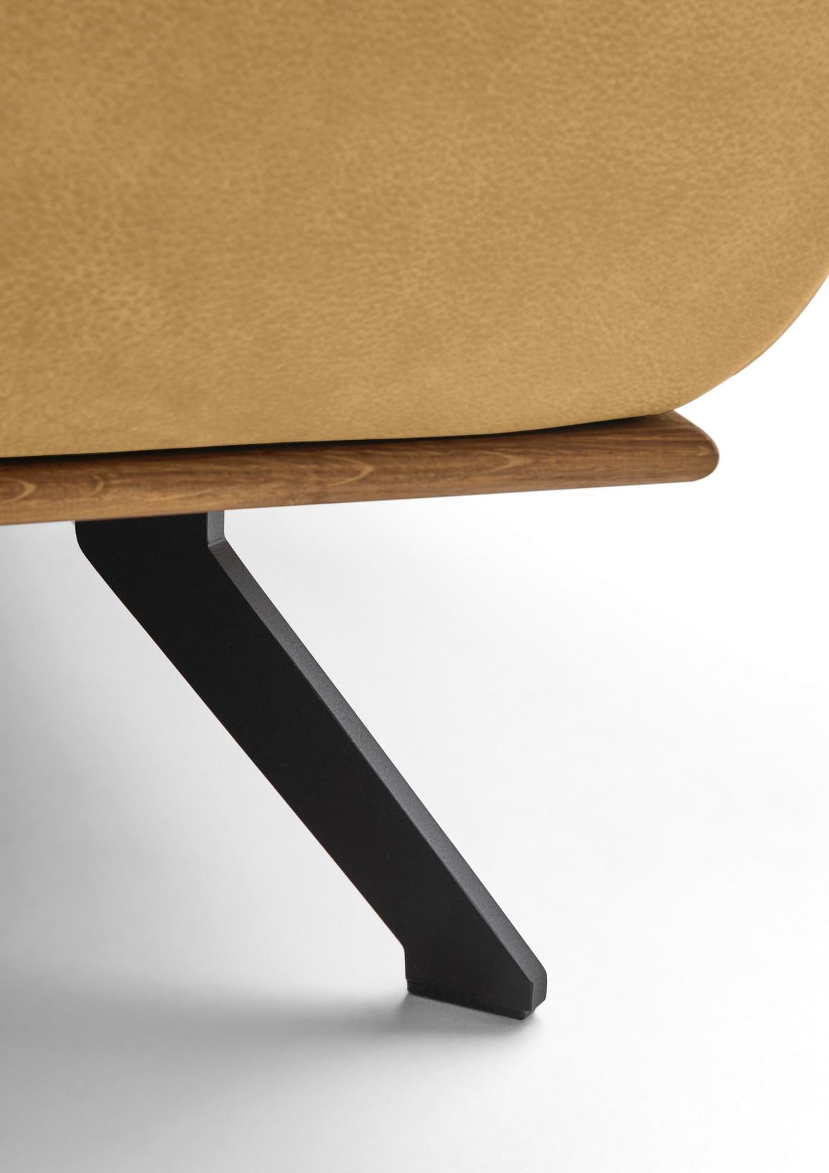 Wohnlandschaft Erling Dunkelgelb - Beige/Dunkelgelb, MODERN, Leder/Metall (187/89/322cm) - Premium Living