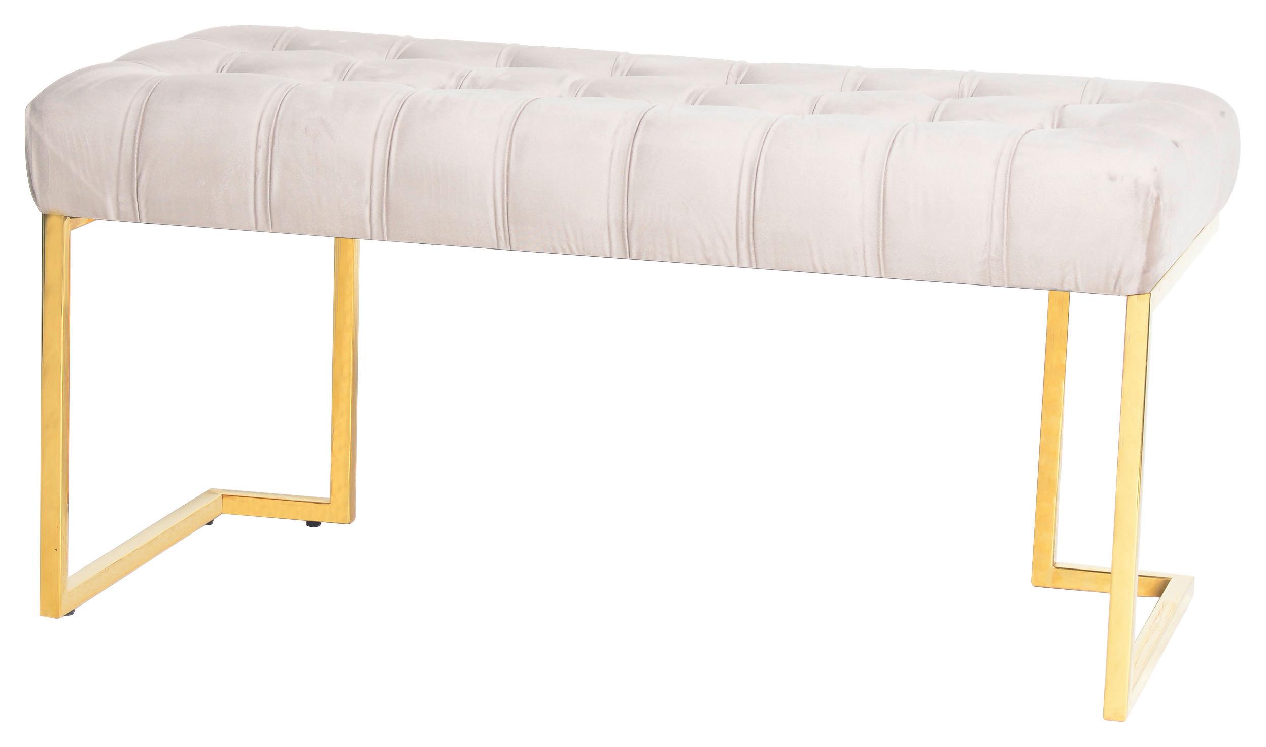 Hockerbank Parity Taupe Samt - Taupe/Goldfarben, Design, Kunststoff/Metall (47/48/100cm) - Kayoom