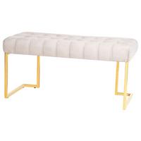 Hockerbank Parity Taupe Samt - Taupe/Goldfarben, Design, Kunststoff/Metall (47/48/100cm) - Kayoom