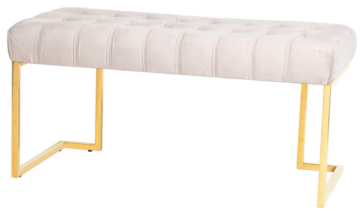 Hockerbank Parity Taupe Samt - Taupe/Goldfarben, Design, Kunststoff/Metall (47/48/100cm) - Kayoom