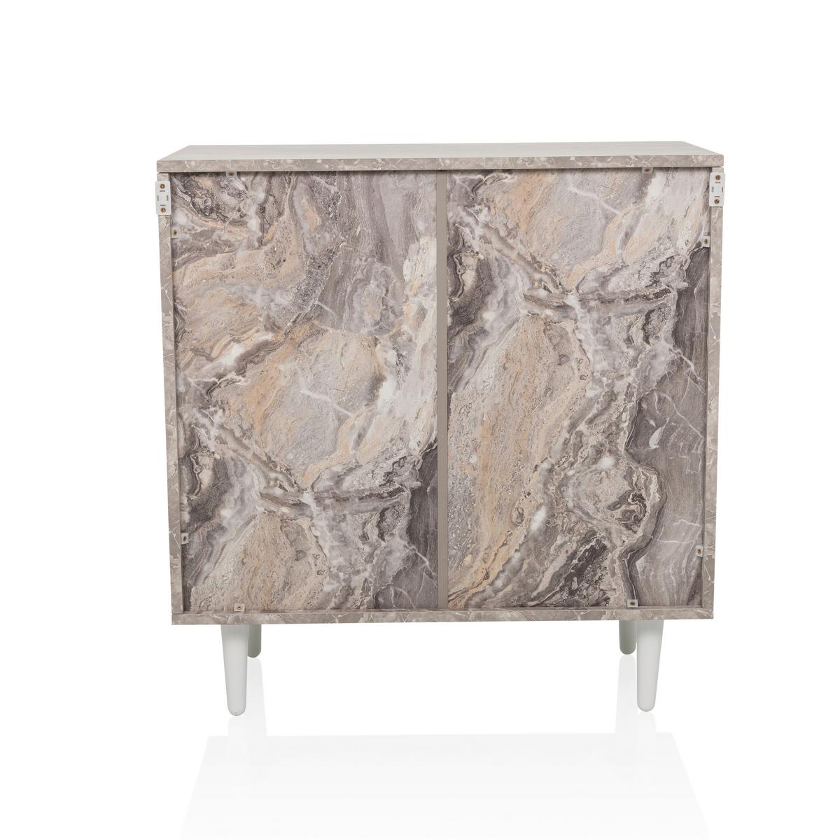 Komoda Lykkja, Rjava, Bela - črna/bela, Moderno, leseni material/les (72/77/39,5cm) - MID.YOU