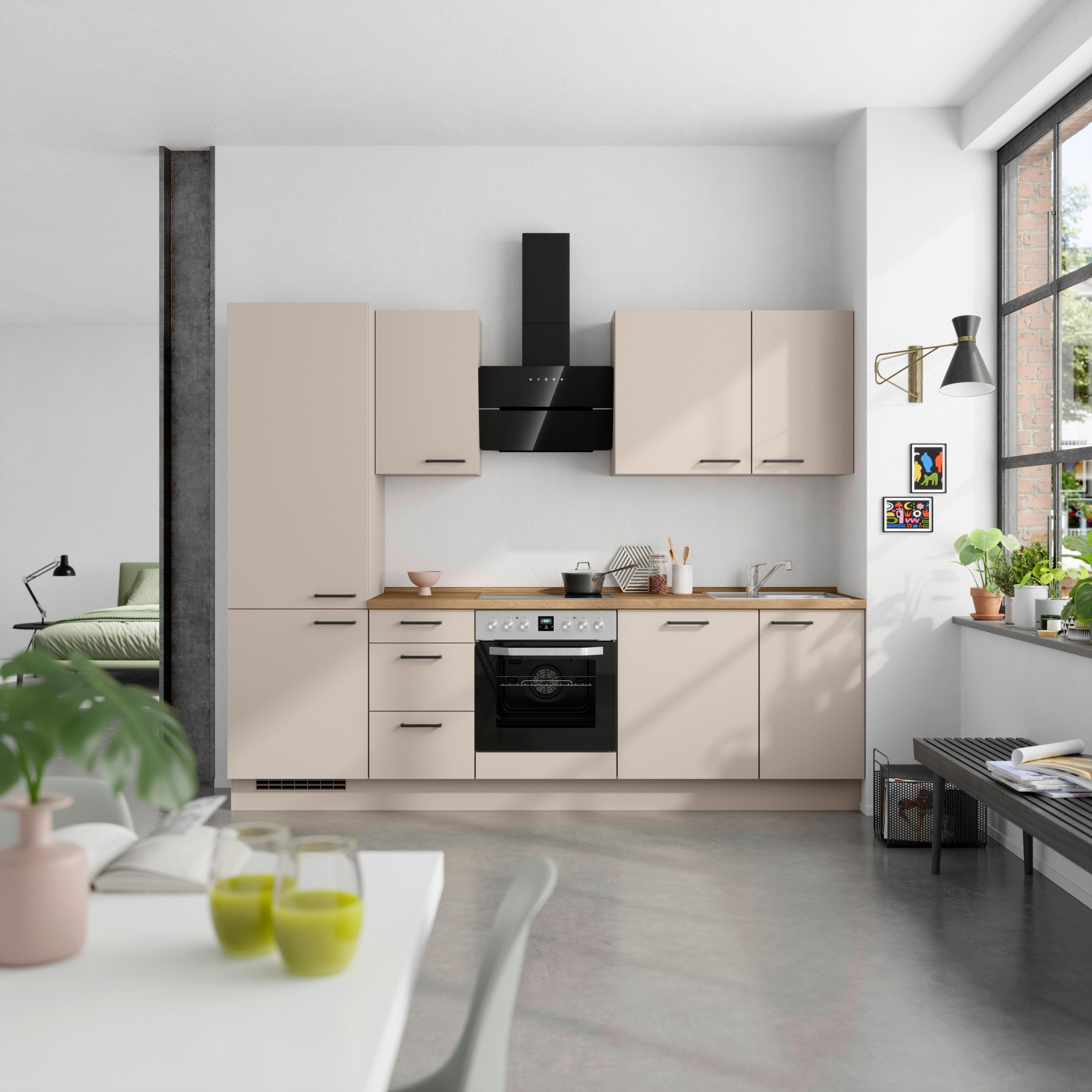 Küchenleerblock Easytouch High o. Geräte Sandfarben - Sandfarben/Eichefarben, MODERN, Holzwerkstoff/Metall (270cm) - Nobilia
